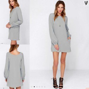 Lulus Status Update Long Sleeve Shift Dress Preppy